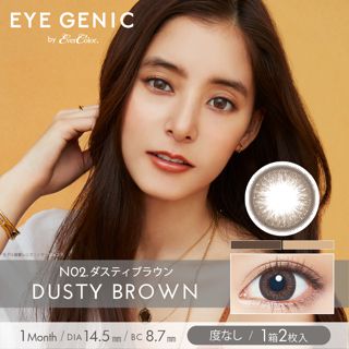 アイジェニック EYEGENIC(アイジェニック) by evercolor 1ヶ月 N02 ダスティブラウン 2枚 ±0.00 DIA 14.5mm BC 8.7mmの画像