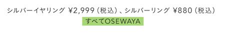 シルバーイヤリング¥1,650（税込）、シルバーリング¥880（税込）／すべてOSEWAYA
