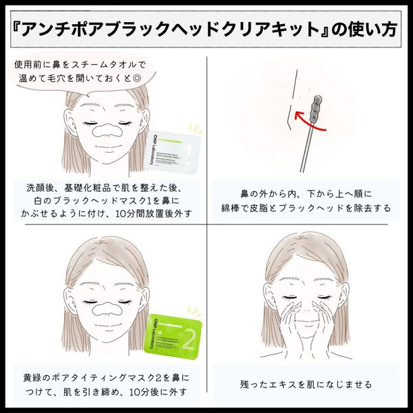 CNP『アンチポアブラックヘッドクリアキット』で毛穴ケア!口コミと使い方をチェックの画像