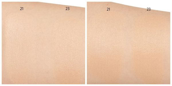 (左から)ホワイトラテ 21、23、ピンクラテ 21、23