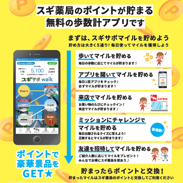 NOIN×スギサポwalk コラボ!歩いてNOINで使える500円OFFクーポンもらえる!の画像