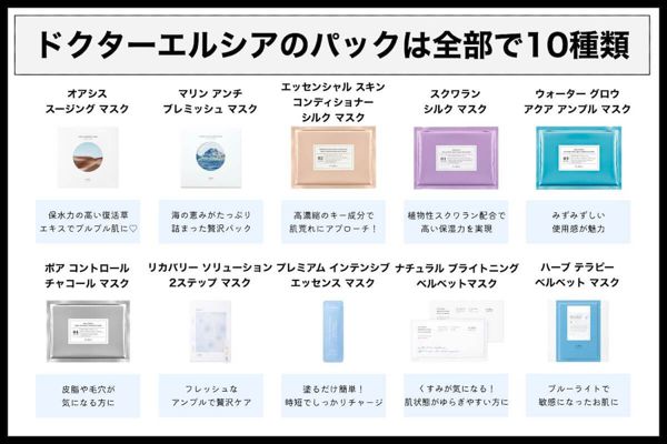 ドクターエルシアのパック全種類を徹底比較【口コミ付き】の画像