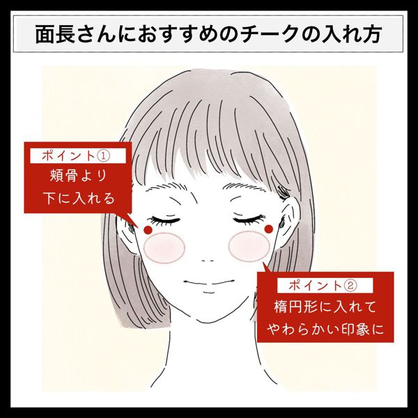 【チークの入れ方徹底解説】丸顔や面長など顔型別おすすめテクニック♡ なりたい印象別もの画像
