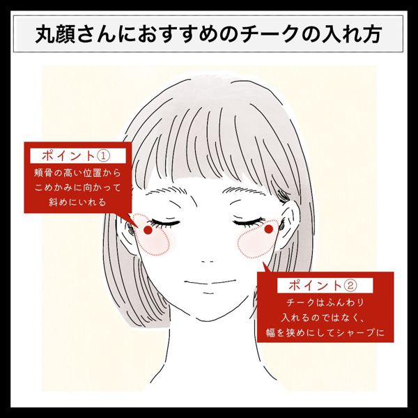 【チークの入れ方徹底解説】丸顔や面長など顔型別おすすめテクニック♡ なりたい印象別もの画像